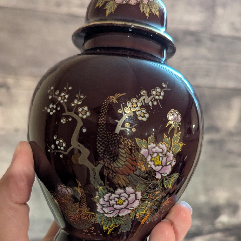 Elegant Floral Peacock Urn
